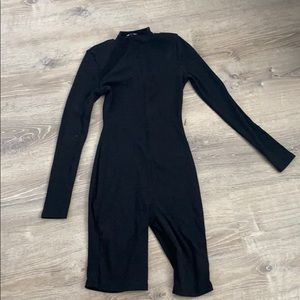 Black tight romper with zipdown